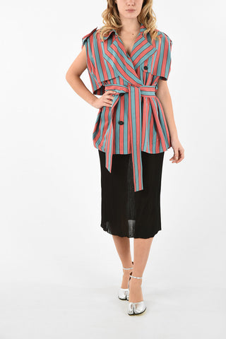 MM1 awning Striped Double Breasted Top with Belt