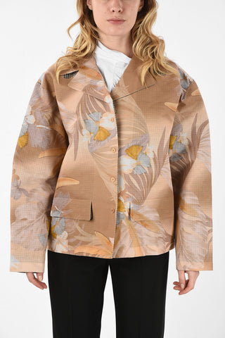 MM0 Checked and Floral-Print Oversize Blazer