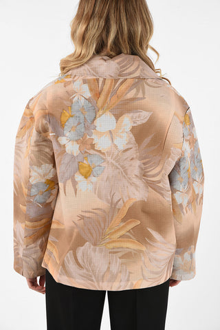 MM0 Checked and Floral-Print Oversize Blazer