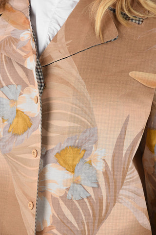 MM0 Checked and Floral-Print Oversize Blazer