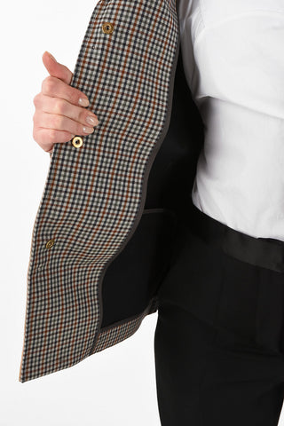 MM0 Checked and Floral-Print Oversize Blazer