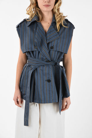 MM4 awning Striped Double breasted Top with Belt