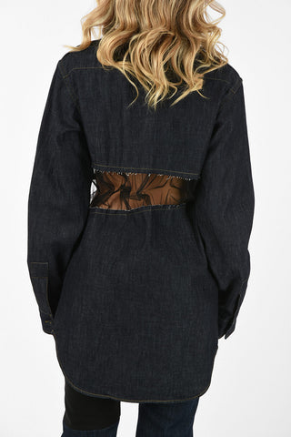MM1 Denim Blouse with Openwork Details