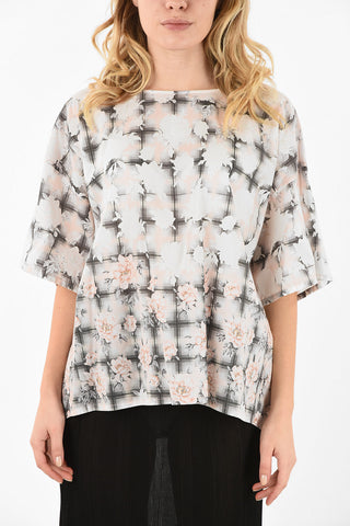 MM6 Floral-Print and check Top