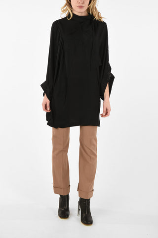 MM0 Vestito in Seta Flared con Collo Tie 