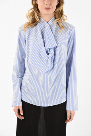 MM6 Blusa a Righe con Collo Sciallato