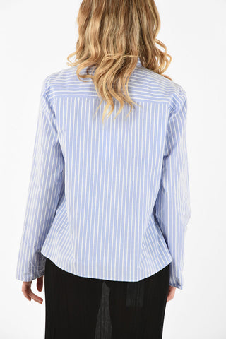MM6 Blusa a Righe con Collo Sciallato
