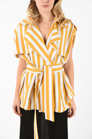 MM1 awning Striped Double Breasted Top with Belt