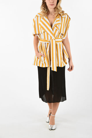 MM1 awning Striped Double Breasted Top with Belt