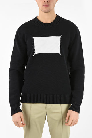MM10 CREW NECK RELAXED FIT SWEATER WITH MAXI ICON PATCH