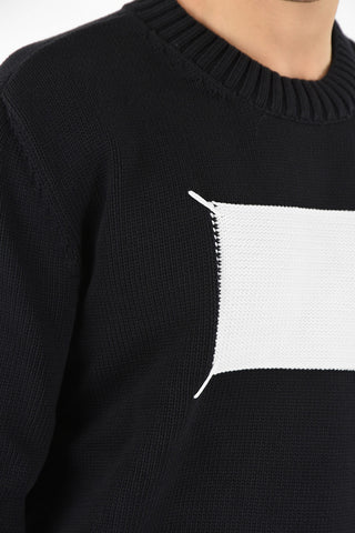 MM10 CREW NECK RELAXED FIT SWEATER WITH MAXI ICON PATCH