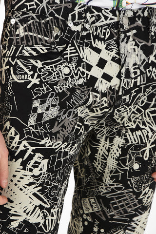 MM10 23cm Graffiti Printed Jeans