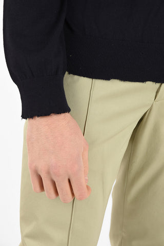 MM14 PULLOVER GIROCOLLO IN CASHMERE E COTONE CON  BORDI DESTROYED