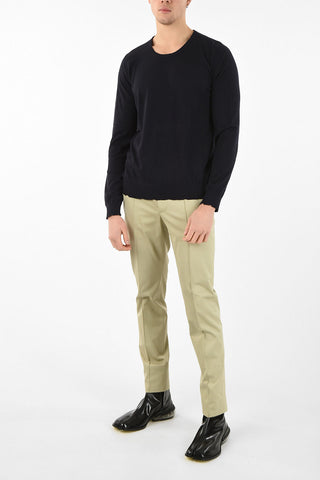 MM14 PULLOVER GIROCOLLO IN CASHMERE E COTONE CON  BORDI DESTROYED