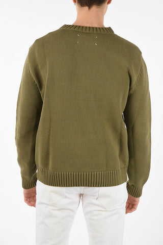 MM10 CREW NECK RELAXED FIT SWEATER WITH MAXI ICON PATCH 