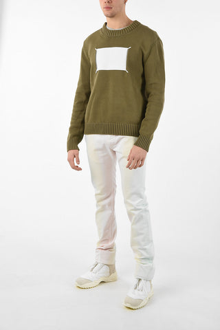 MM10 CREW NECK RELAXED FIT SWEATER WITH MAXI ICON PATCH 
