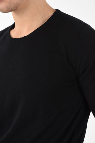 MM14 CASHMERE BLEND CREW NECK SWEATER WITH RAW EDGES