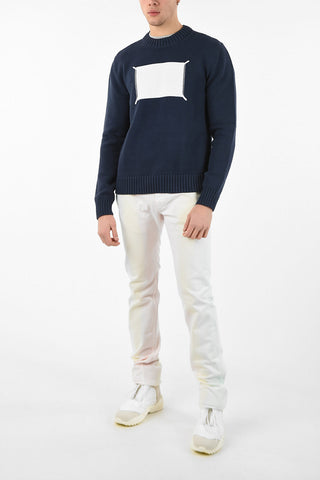 MM10 CREW NECK RELAXED FIT SWEATER WITH MAXI ICON PATCH 
