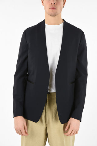 MM10 WOOL AND MOHAIR 'COLLARLESS OPEN-FRONT BLAZER