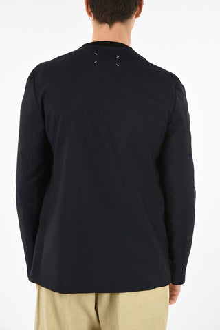 MM10 WOOL AND MOHAIR 'COLLARLESS OPEN-FRONT BLAZER
