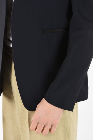 MM10 WOOL AND MOHAIR 'COLLARLESS OPEN-FRONT BLAZER
