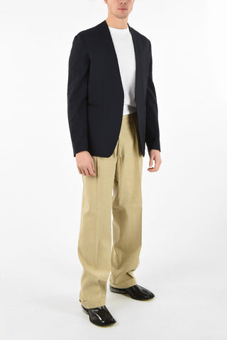MM10 WOOL AND MOHAIR 'COLLARLESS OPEN-FRONT BLAZER