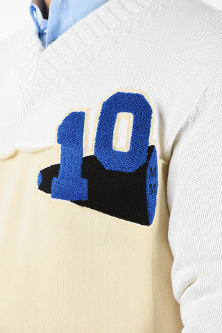 MM10 VARSITY V-NECK SWEATER
