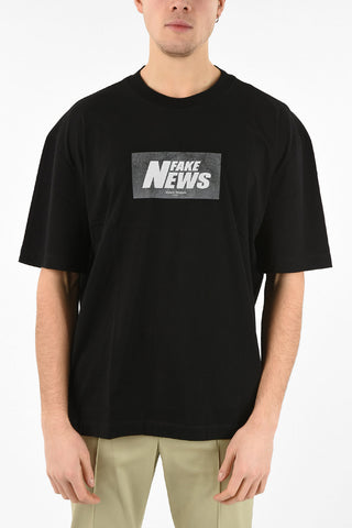 MM10 RELAXED FIT CONTRASTING PRINTED GRAHIC FAKE NEWS T-SHIRT