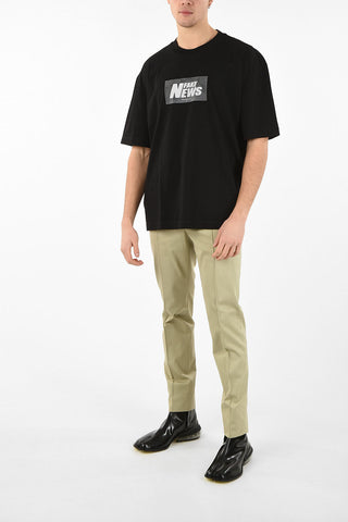 MM10 RELAXED FIT CONTRASTING PRINTED GRAHIC FAKE NEWS T-SHIRT