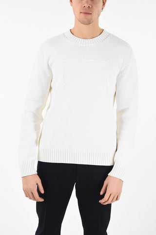 MM10 CREW NECK RELAXED FIT SWEATER WITH MAXI ICON PATCH