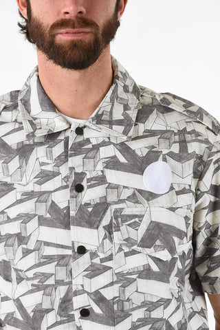 Snap Button ARROWS PATTERN Short Sleeve Shirt