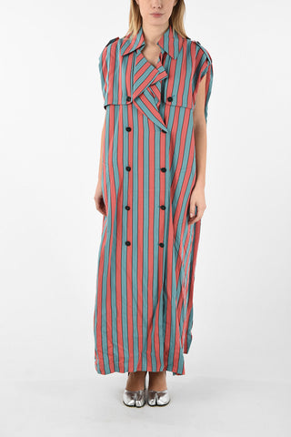 MM1 Double Breasted Awning Striped Maxi Dress