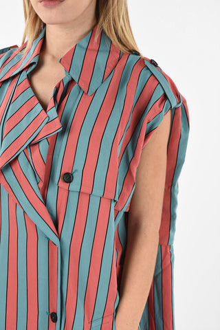 MM1 Double Breasted Awning Striped Maxi Dress
