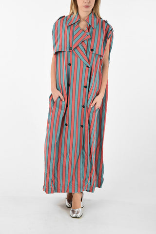 MM1 Double Breasted Awning Striped Maxi Dress