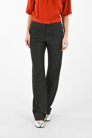 MM4 Single Pleat Boot Cut Pants With Cut Out Detail
