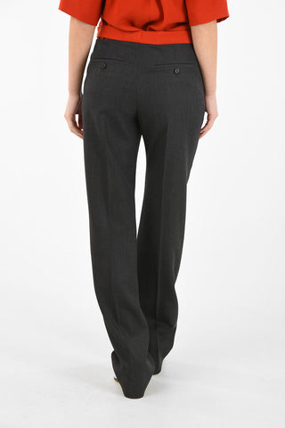 MM4 Single Pleat Boot Cut Pants With Cut Out Detail
