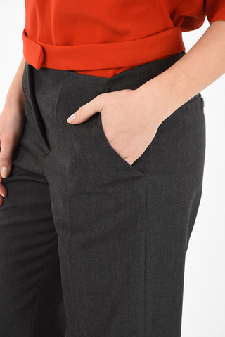 MM4 Single Pleat Boot Cut Pants With Cut Out Detail