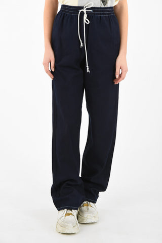 MM6 Drawstring Waist Denim Palazzo Pants