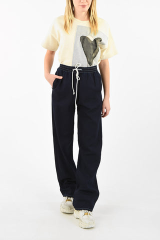 MM6 Drawstring Waist Denim Palazzo Pants
