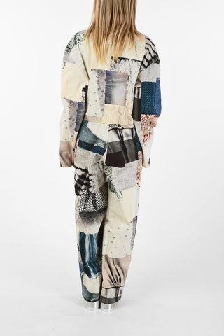 MM6 Plunging Neckline Patchwork Jumpsuit