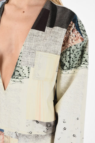 MM6 Plunging Neckline Patchwork Jumpsuit