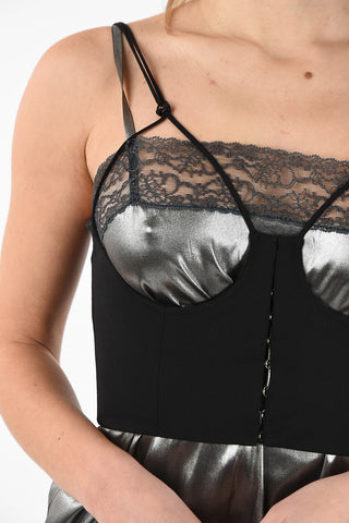 MM4 Corset Silk Slip Dress With Lace Details