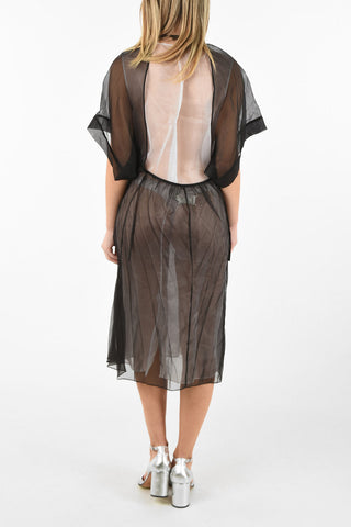 MM0 Pearl Embellished Silk Sheer Dress 