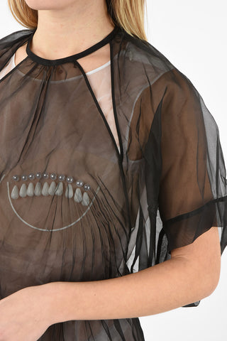 MM0 Pearl Embellished Silk Sheer Dress 