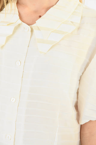 MM0 Short Sleeve Accordion Silk Blouse
