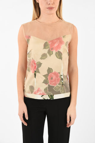 MM0 Roses-Print Silk Top