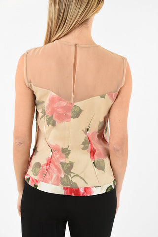 MM0 Roses-Print Silk Top