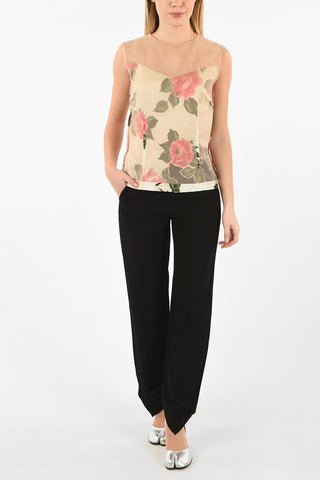 MM0 Roses-Print Silk Top