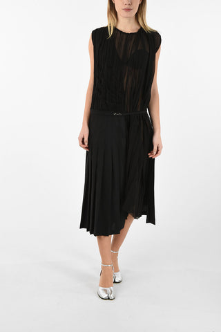 MM0 Pleats Dress with Silk Details