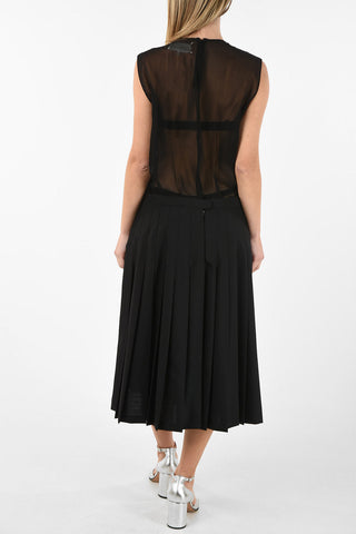 MM0 Pleats Dress with Silk Details